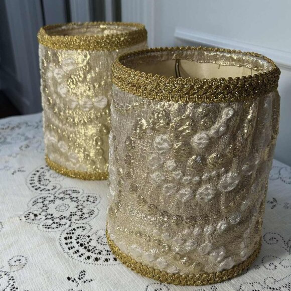 Vintage gold Baroque style lampshades - Picture 1 of 10